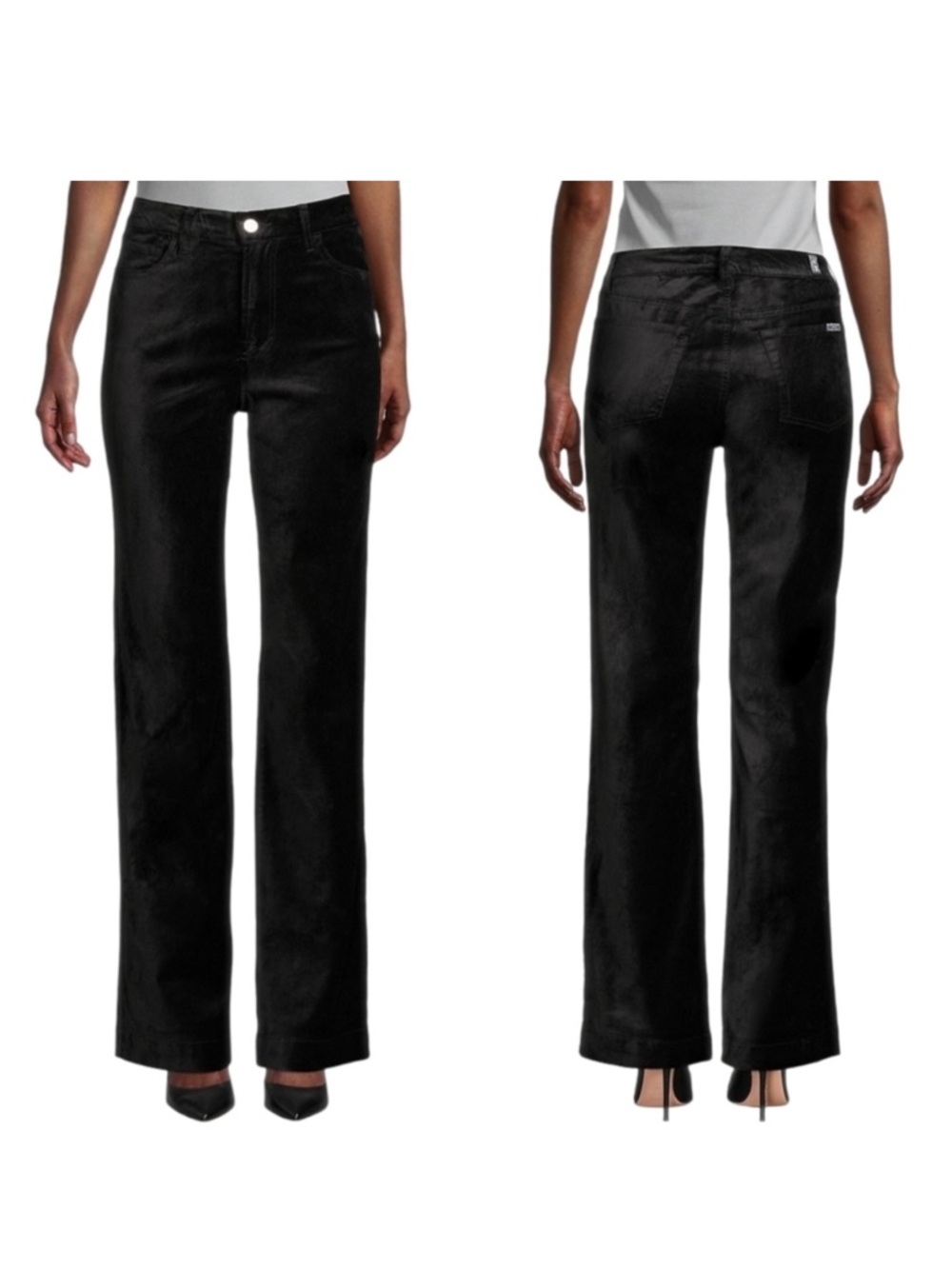 7 For All Mankind Black Velvet Straight Leg Jeans Size 30